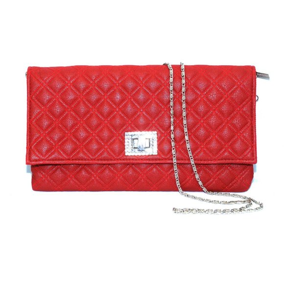 Red Cocobella Quilted Envelope Clutch | Evening Handbag | Purse - Picture 3 of 8